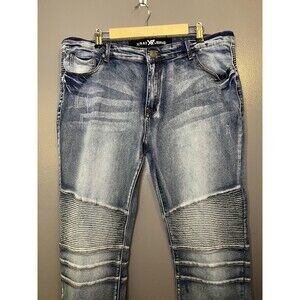 XRAY Jeans Mens 42x30 Blue Slim Fit Stretch Denim Moto Biker Medium Wash